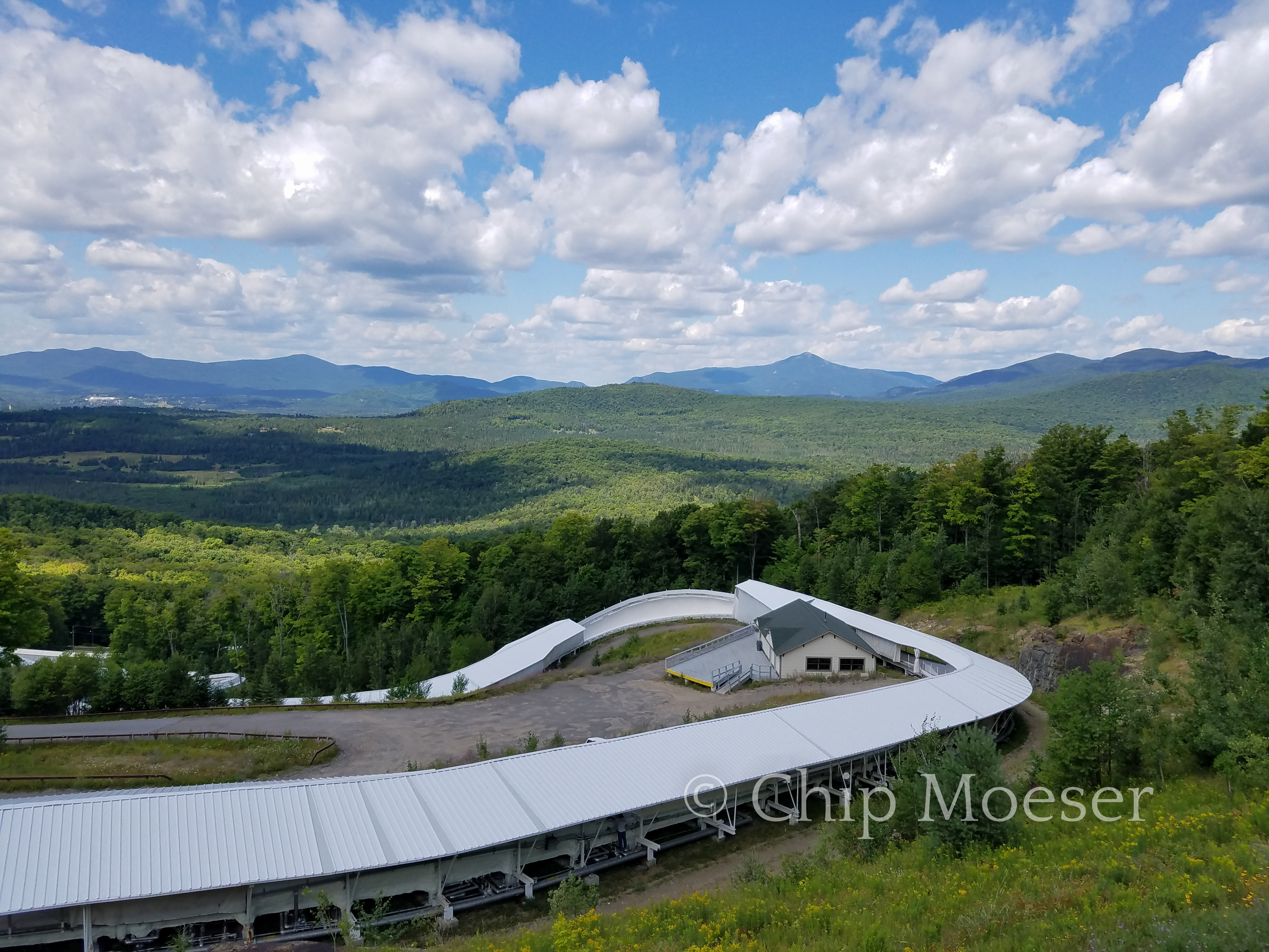 Looking north over the bobsled tracks